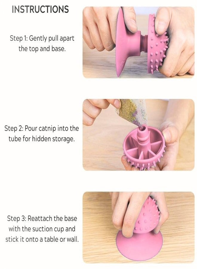 MIXNEX Cat Self Groomer with Suction Cups – Wall-Mounted Pet Massage Brush for Itching & Fur Shedding – Cat Scratch and Rub Toy for Indoor Cats – Easy to Install, 7x7x7.5cm (Pink) - Image 5